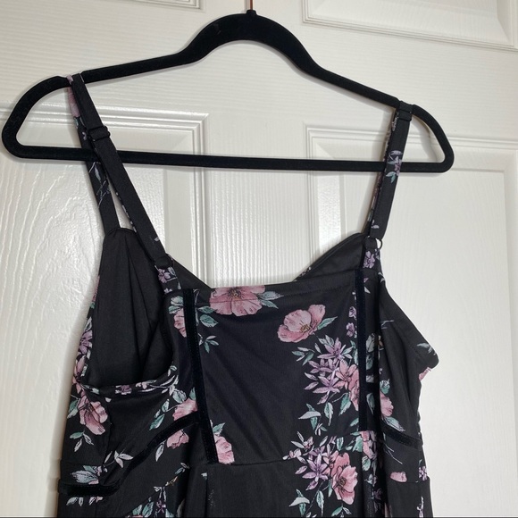 Torrid Black Floral Mesh Midi Dress Size 1X - Picture 11 of 12